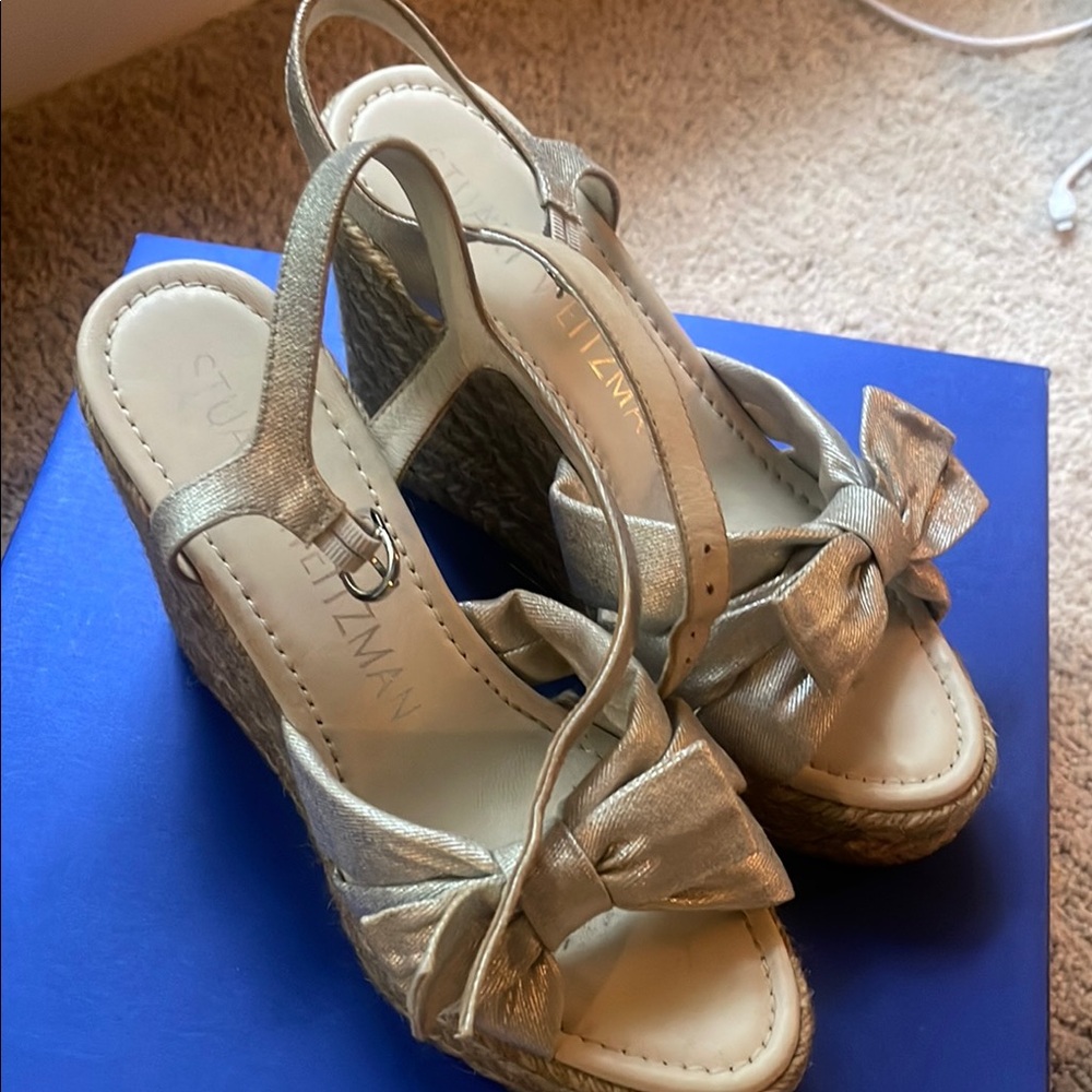 Stuart Weitzman Gold Wedge Sandals
